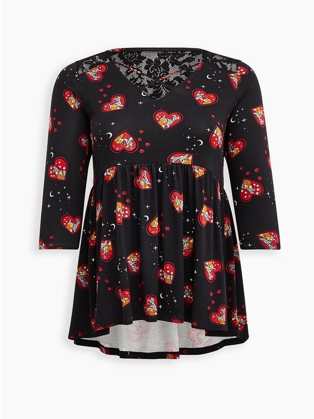 🍝 Torrid Disney Lady and the Tramp Strappy Lace Babydoll Tunic Top 🐾